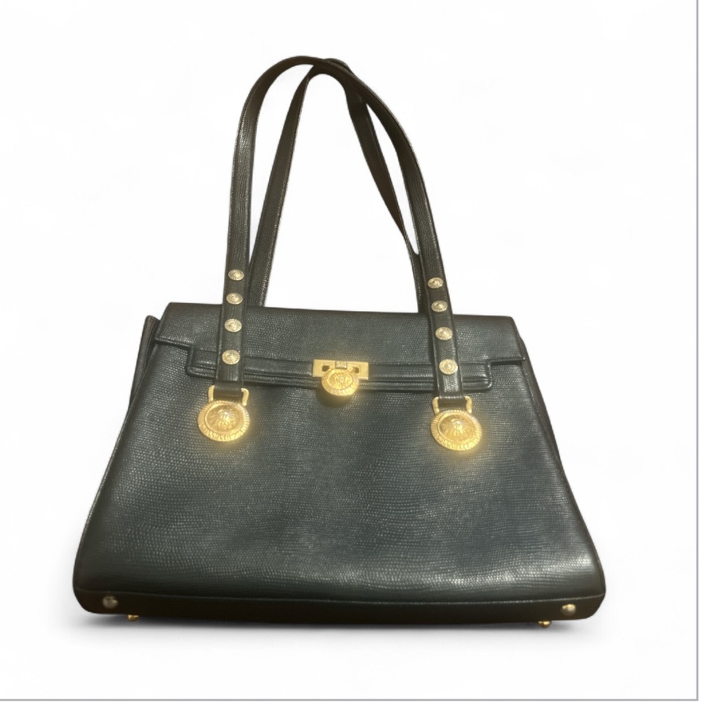 Vintage Gianni Versace Medusa leather shoulder bag